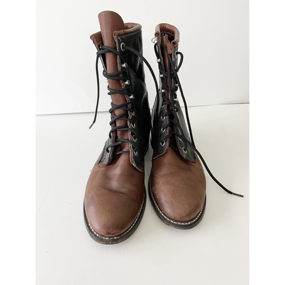 Laredo Two Toned Leather Romper Lace up Boots